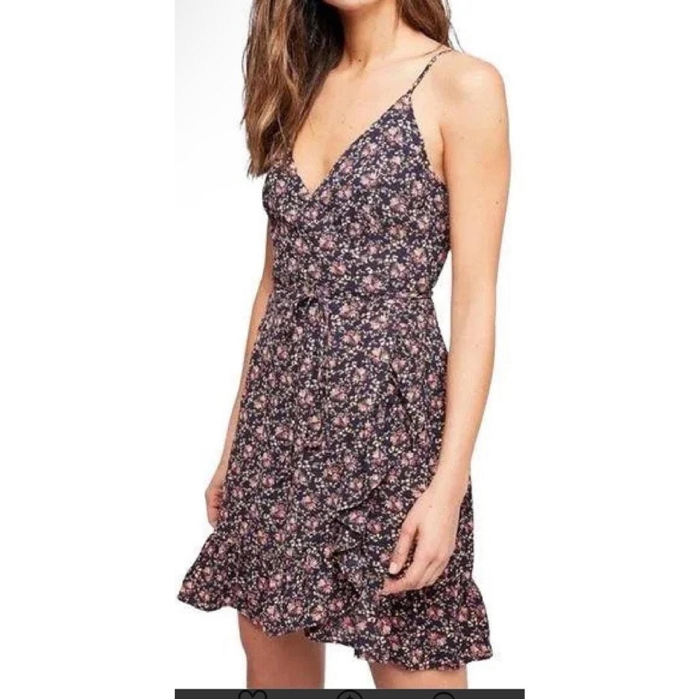 Free People Floral Black Wrap Dress